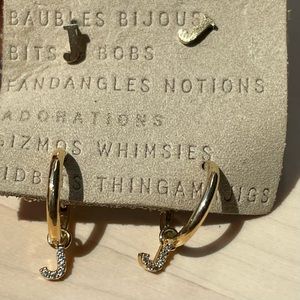 ANTHROPOLOGIE Minimalist Letter J earrings, two pairs
